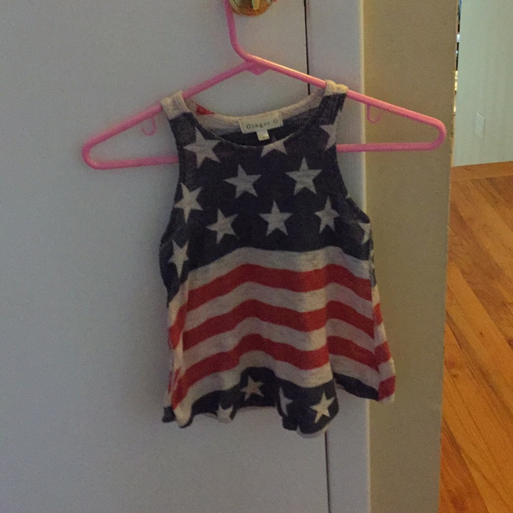 An patriotic stretchy tank top.
